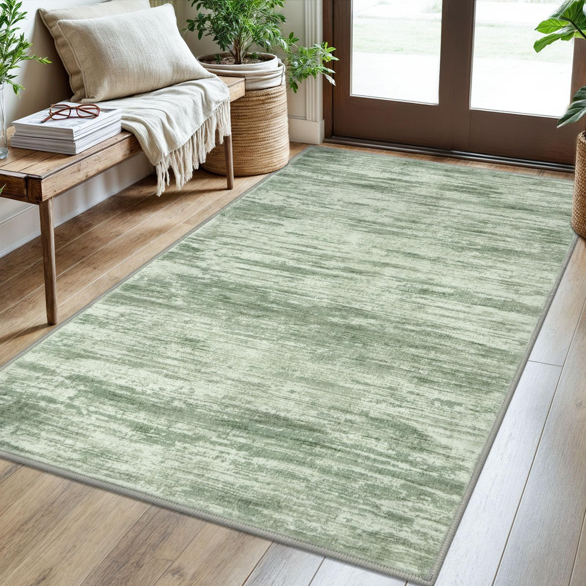 SIILOOM 3x5 Washable Area Rug Non Slip Door Mat Indoor for Entryway Bedside