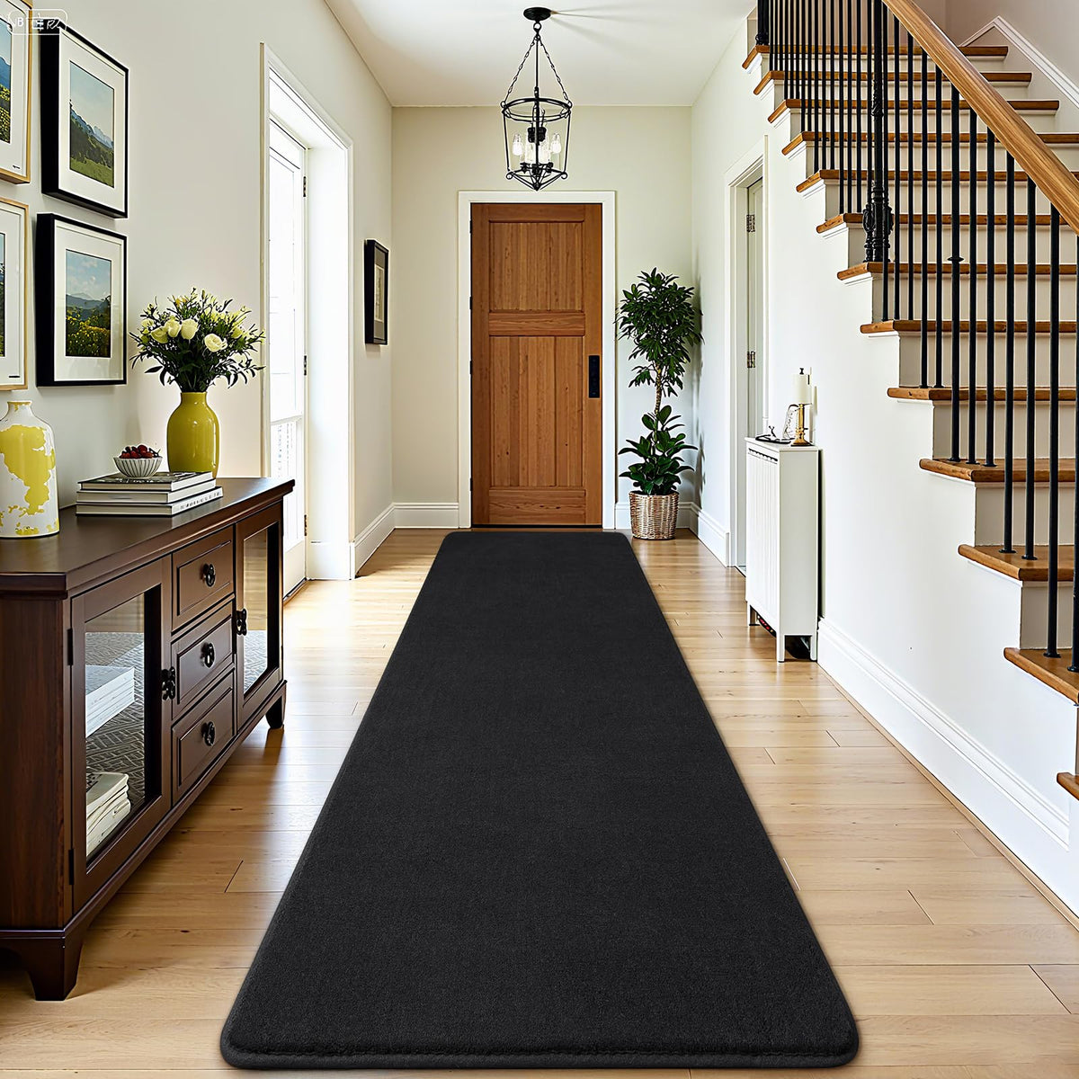 Amearea Modern Soft Hallway Runner Rug, 2x6 Feet Black Washable Runner Rugs