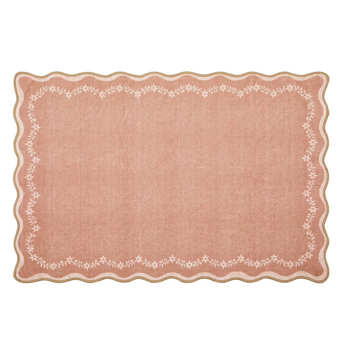 GarveeHome 3x5 Scalloped Washable Area Rug Non Slip Bedroom Entryway Rug