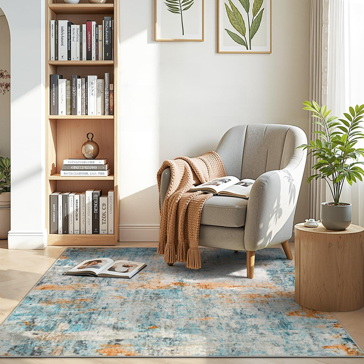 Ompaa 2x6 Rug Runners for Hallways Kitchen Runner Rug Non Slip Washable Grey Long Runner Rugs with Rubber Backing Soft Abstract Carpet Runner for Hallways, Kitchen, Bedroom, Bathroom, Entryway