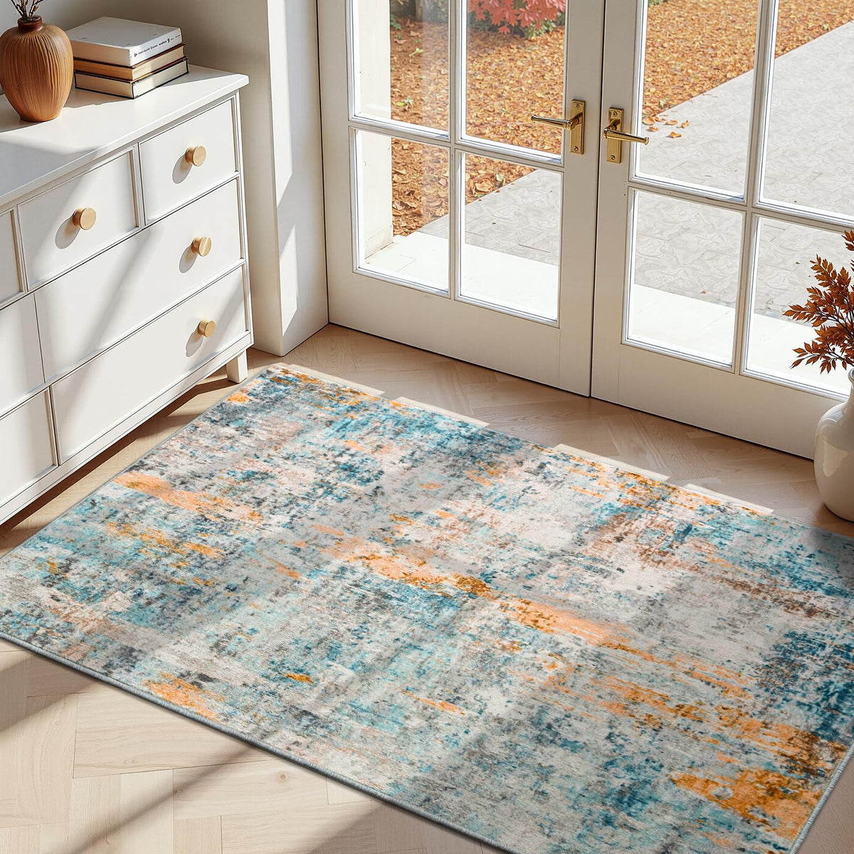 Ompaa 2x6 Rug Runners for Hallways Kitchen Runner Rug Non Slip Washable Grey Long Runner Rugs with Rubber Backing Soft Abstract Carpet Runner for Hallways, Kitchen, Bedroom, Bathroom, Entryway