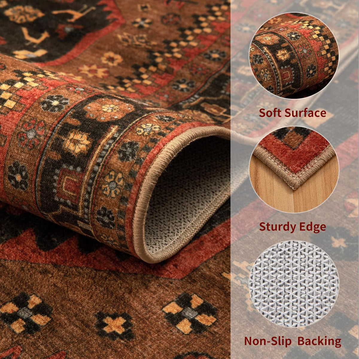 Ciicool Washable 3x5 Area Rug,Boho Non-Slip Indoor Mat for Entryway Kitchen