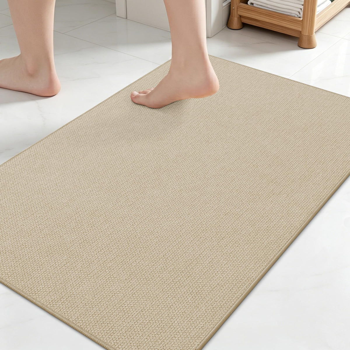 Smiry Ultra Thin Bath Mat 30X20, Non Slip Rubber Washable Bathroom Rugs