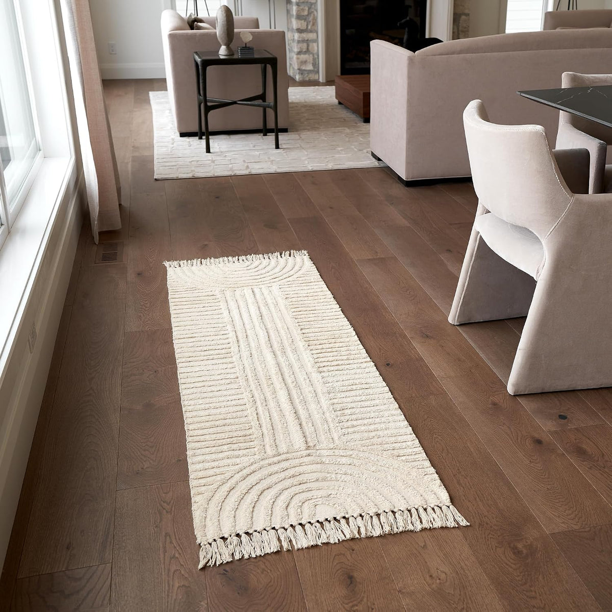 KIBAGA Beautiful Boho Rug with Tassels for Bathroom - Soft 2x3 ft Cotton