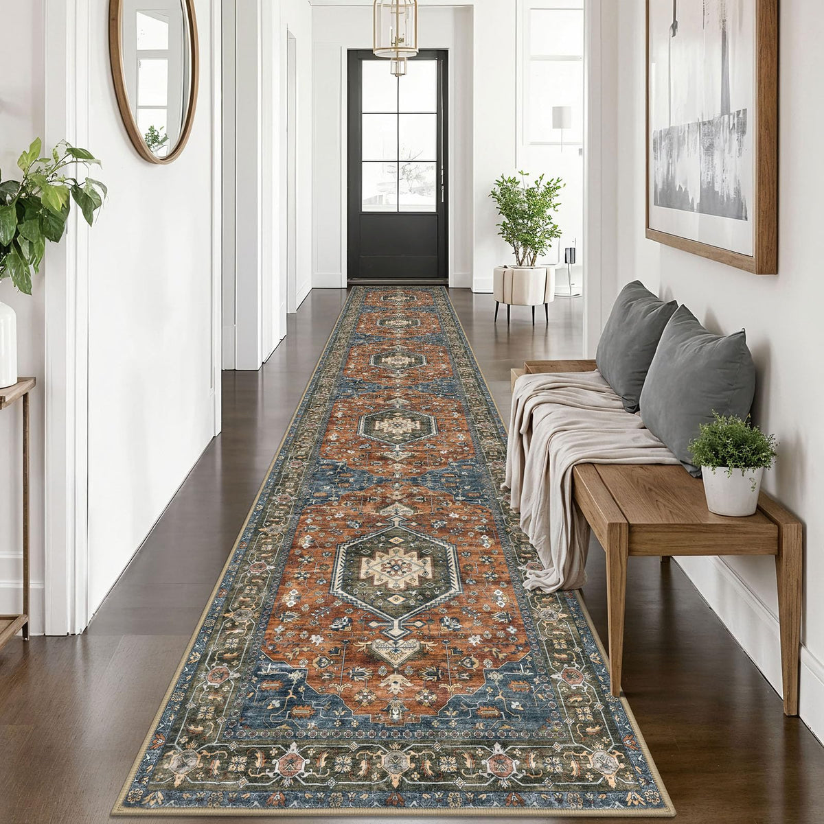KUTA Entryway Rugs Indoor Washable Small Area Rug 2x3 Blue Entrance Carpet