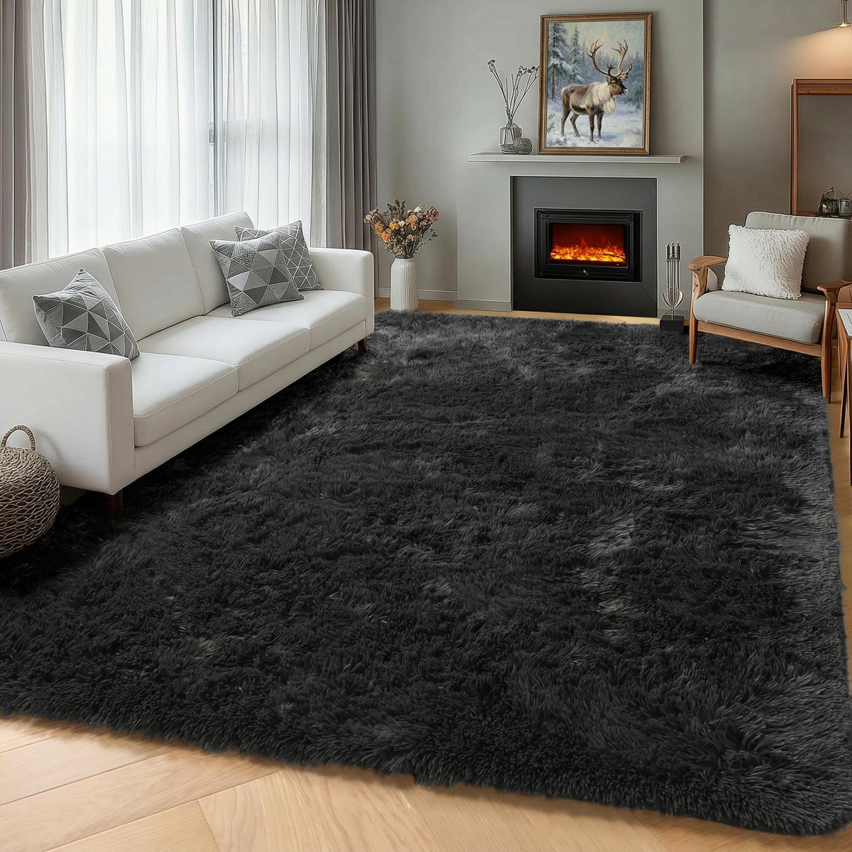 White Runner Rugs for Bedroom Living Room, Fluffy 2x6 Bedside Soft Area Rug