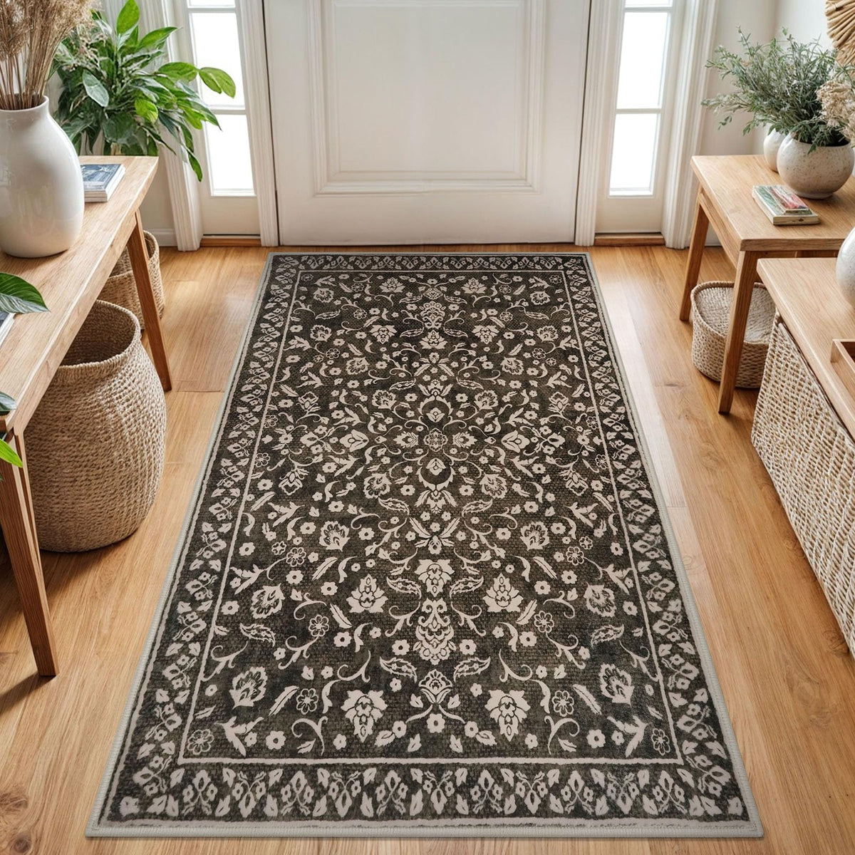 Vintage Washable Entryway Rug 2x3 Small Area Rug Non Slip Door Mat