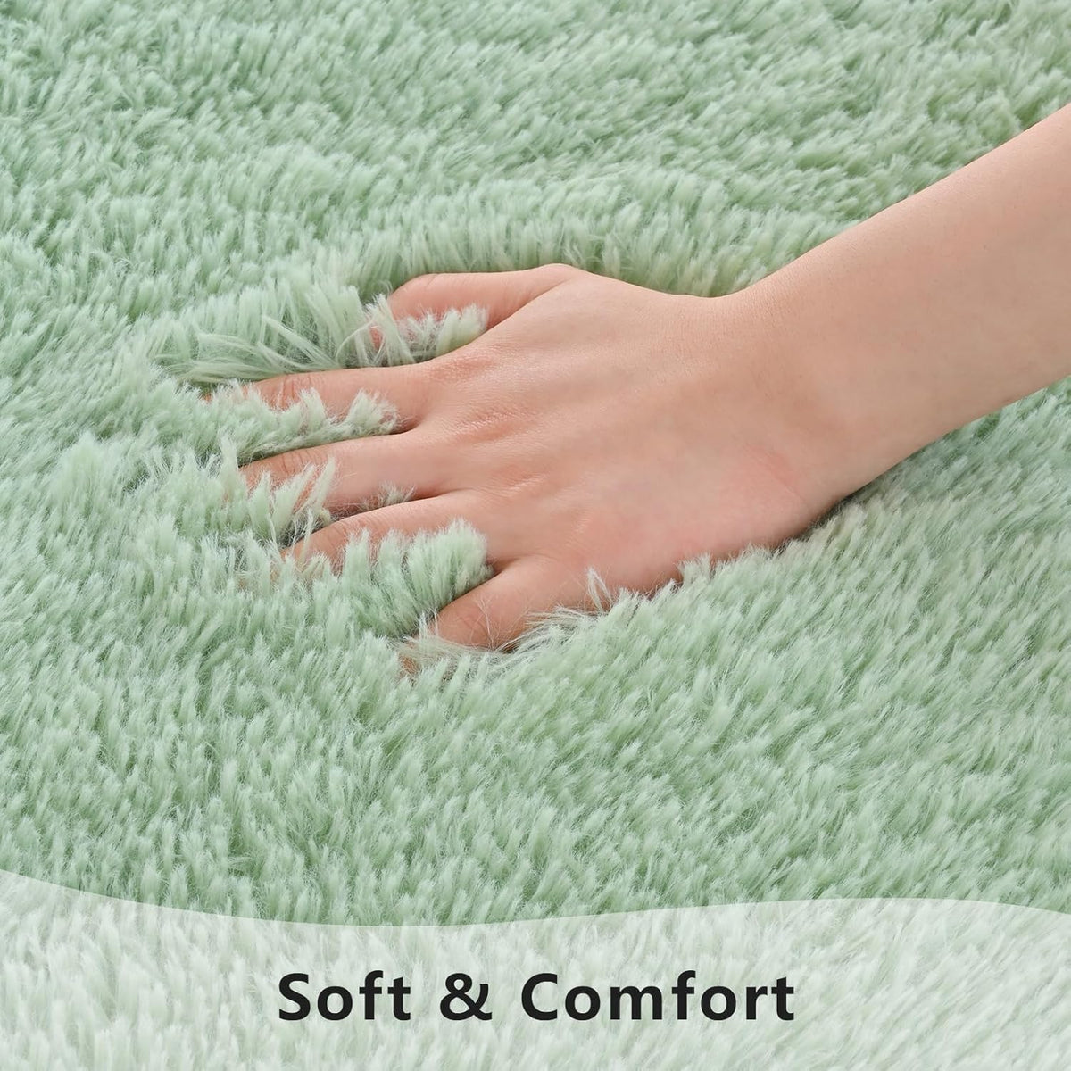 Sage Green Runner Area Rugs for Bedroom Living Room, 2x6 Feet Fluffy Bedside Rugs, Soft Shaggy Carpet Rug for Kids Room Nursery, Furry Rugs for Girls Boys Dorm Room Home Decor