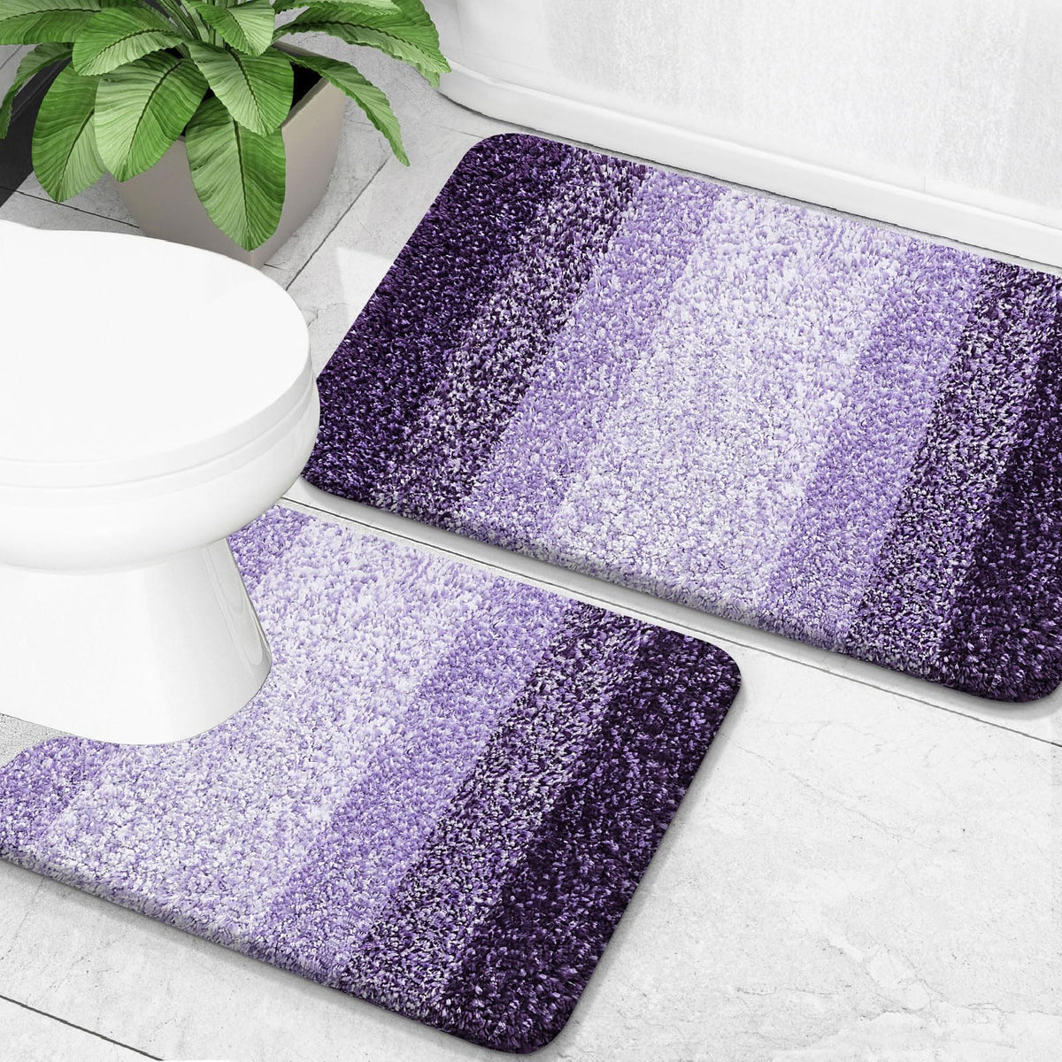 OLANLY Micorfiber Bathroom Rug Set 2 Piece, Soft Absorbent Bath Mats, Grey