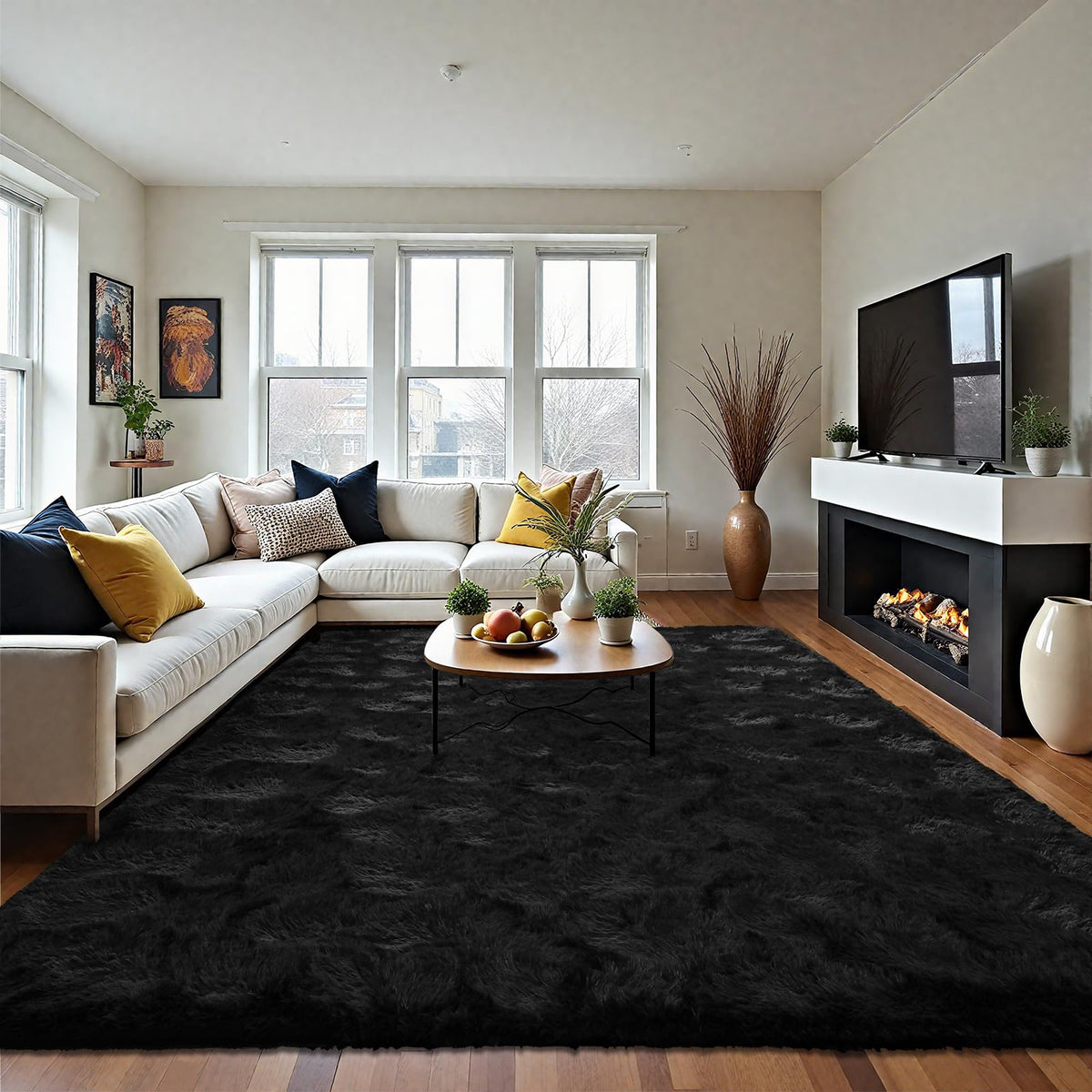 LOCHAS 2x3 Area Rugs Fluffy Living Room Carpets for Kids Bedroom, Brown