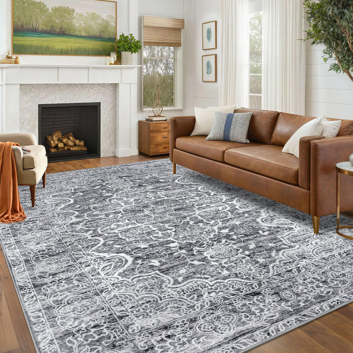 KUTA Entryway Rugs Indoor Washable Small Area Rug 2x3 Blue Entrance Carpet