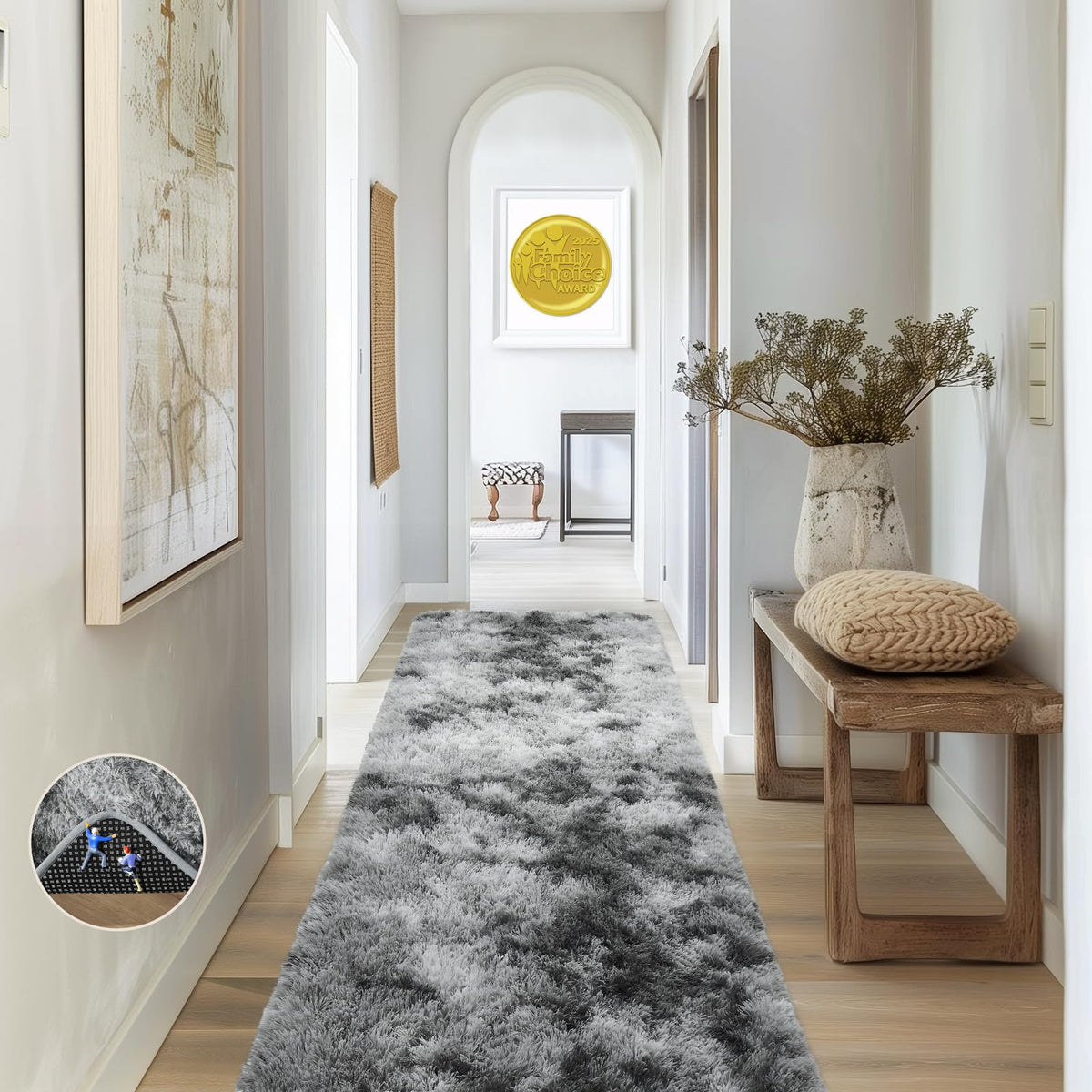 Ophanie Small Rug Upgrade Non Slip Throw Bedside Area Rugs, Fluffy Soft Grey Mini Bedroom Carpet, Affordable Door Entryway Indoor Inside Front Entrance Dog 2x3 Mat, Home Decor Aesthetic, Nursery