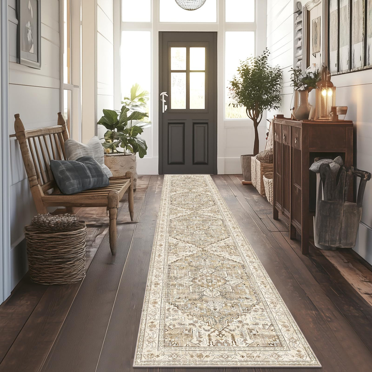 Yamaziot Washable Runner Rug, 2x8 Non-Slip Boho Vintage Hallway Kitchen Rug