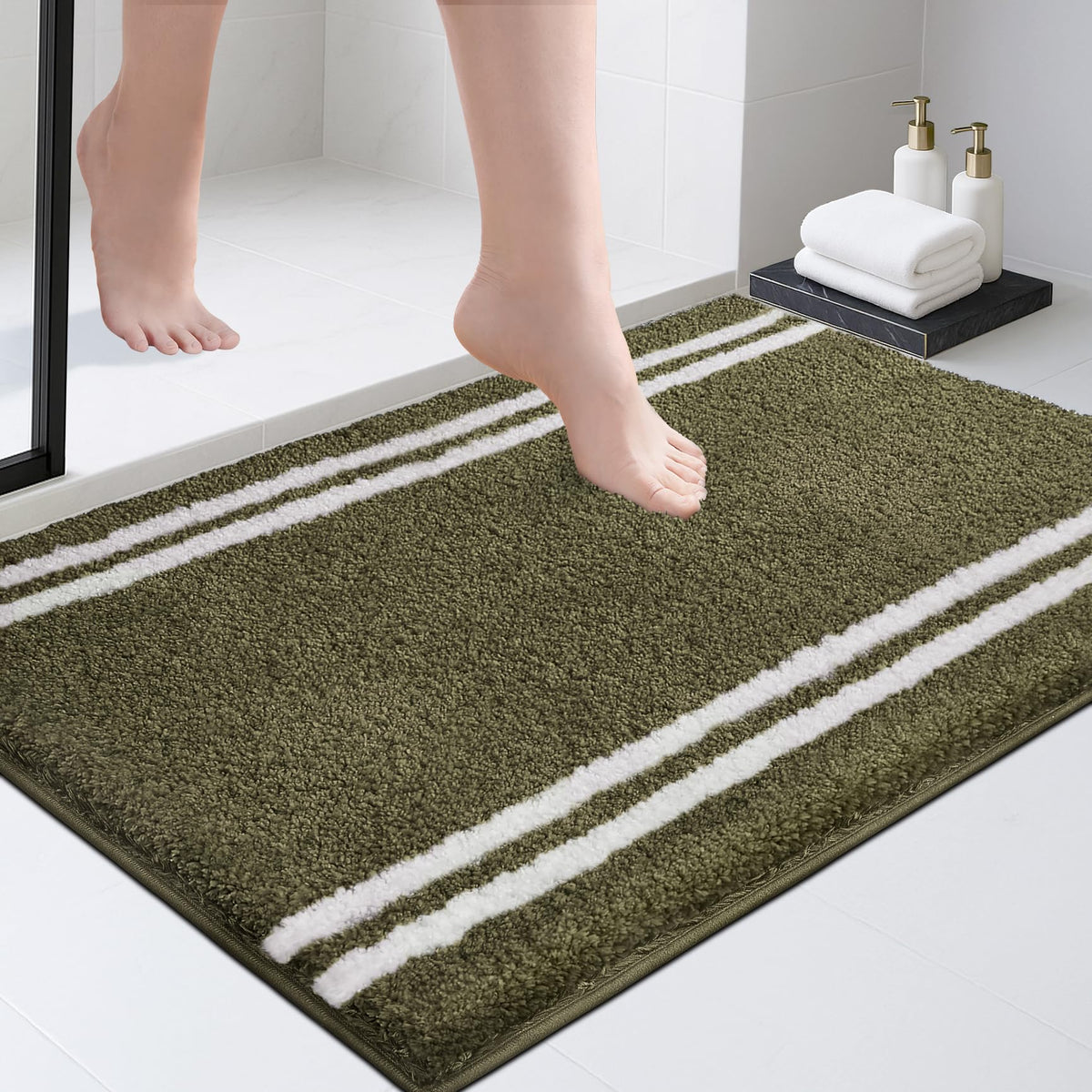 PURRUGS Bathroom Rug, Bath Mat, 20" x 30", Beige