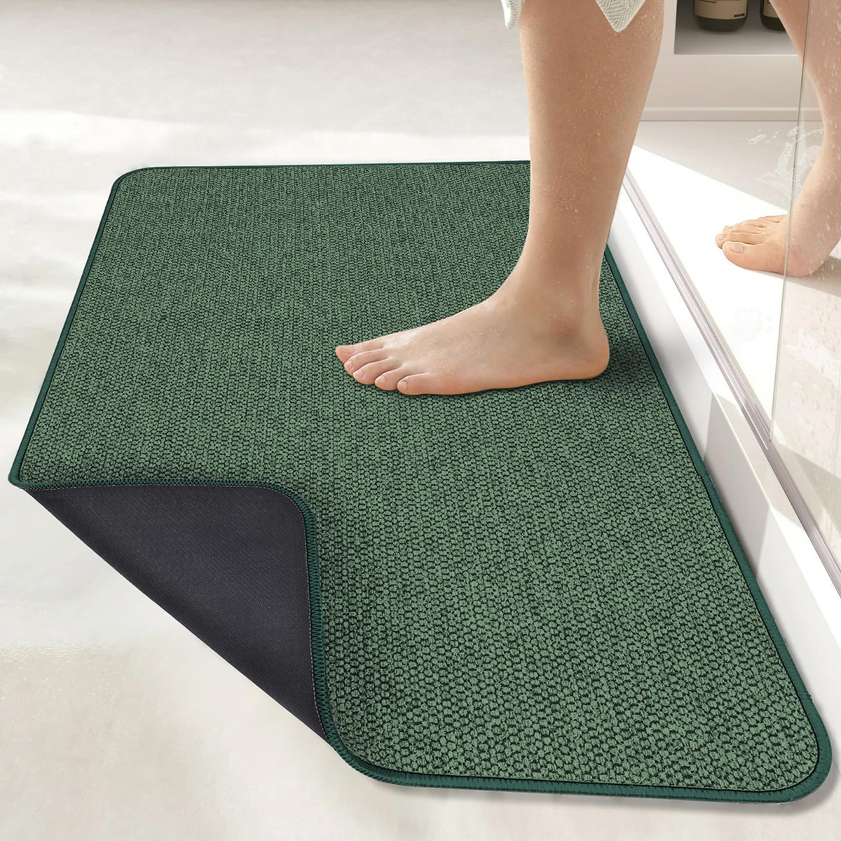 Bath Mat,Ultra Thin Bathroom Rugs,Rubber Bath Mats for Bathroom,No Slip Bath Rugs,Quick Dry,Machine Washable,Low Pile,Absorbent,Shower Outside,Sink,Home Decor Accessories.Grey,1'5"x2'3"(17x27Inch)