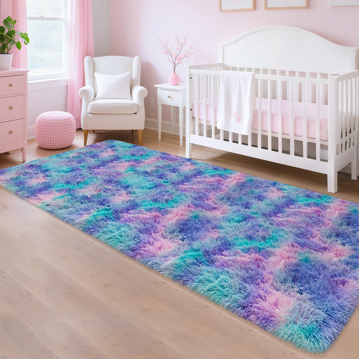Soft Fluffy Beige Runner Rug for Bedroom, Bedside Long Rug Runner
