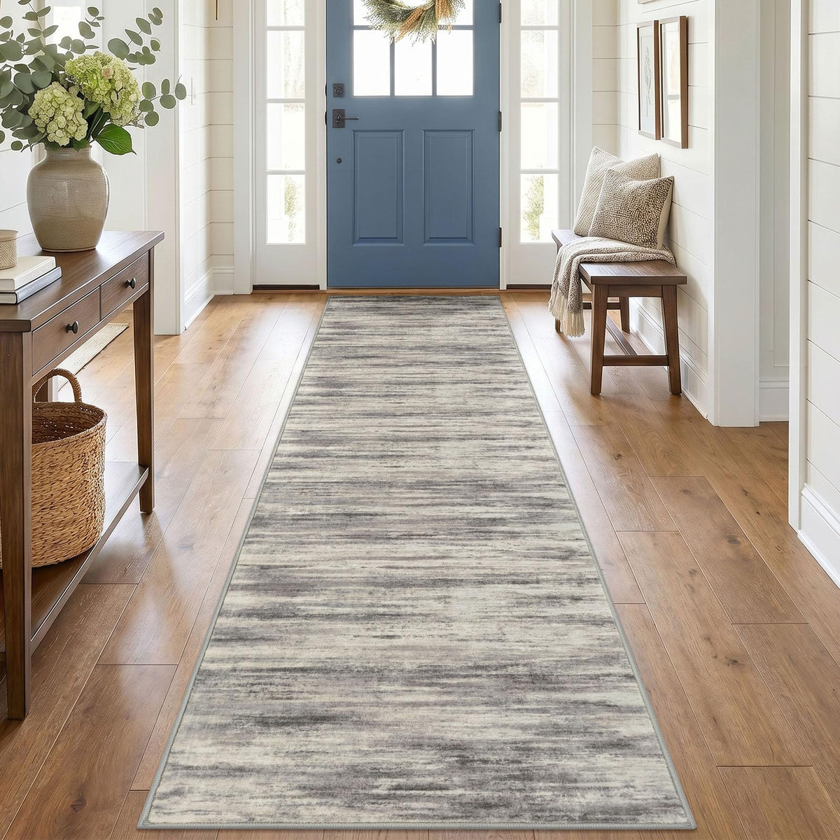KOZYFLY Abstract Rugs for Entryway 2x3 Washable Small Area Rug Grey-Blue