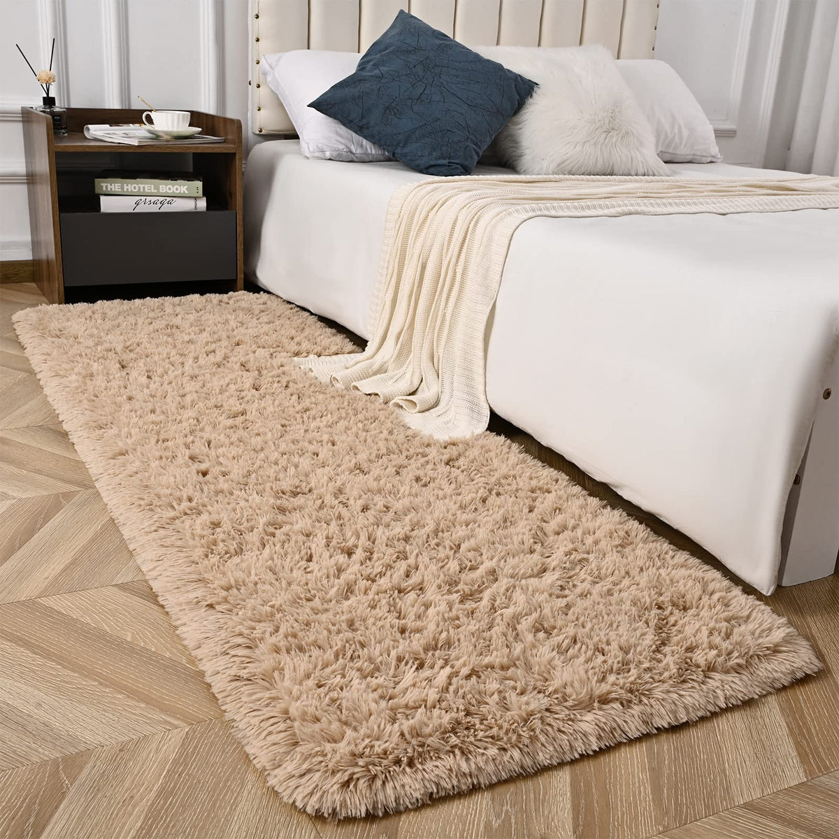 Sage Green Runner Area Rugs for Bedroom Living Room, 2x6 Feet Fluffy Bedside Rugs, Soft Shaggy Carpet Rug for Kids Room Nursery, Furry Rugs for Girls Boys Dorm Room Home Decor