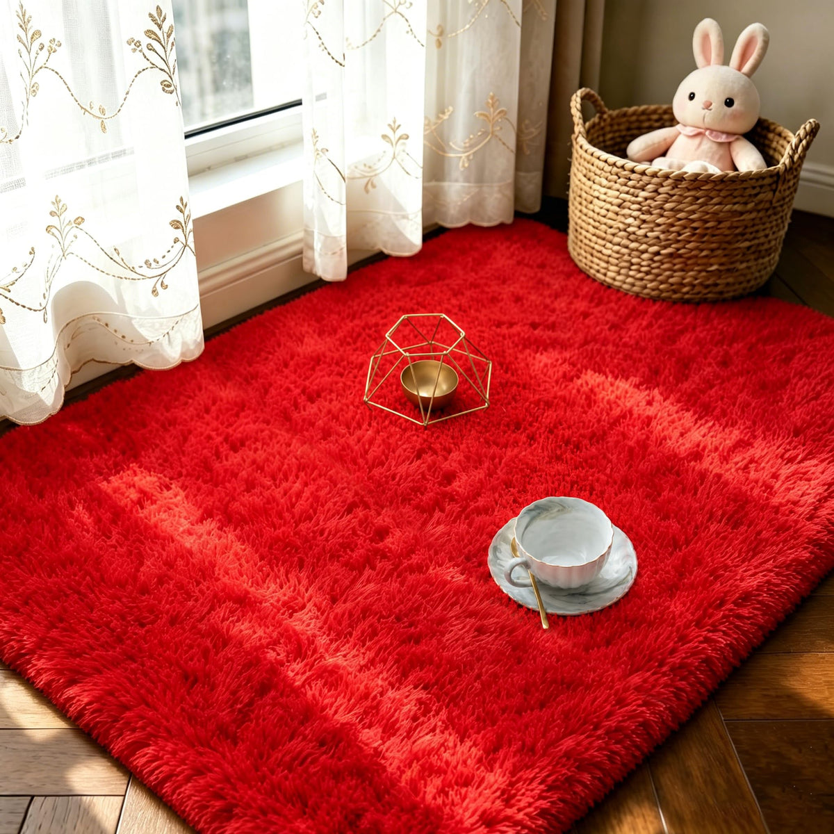 LOCHAS 2x3 Area Rugs Fluffy Living Room Carpets for Kids Bedroom, Brown