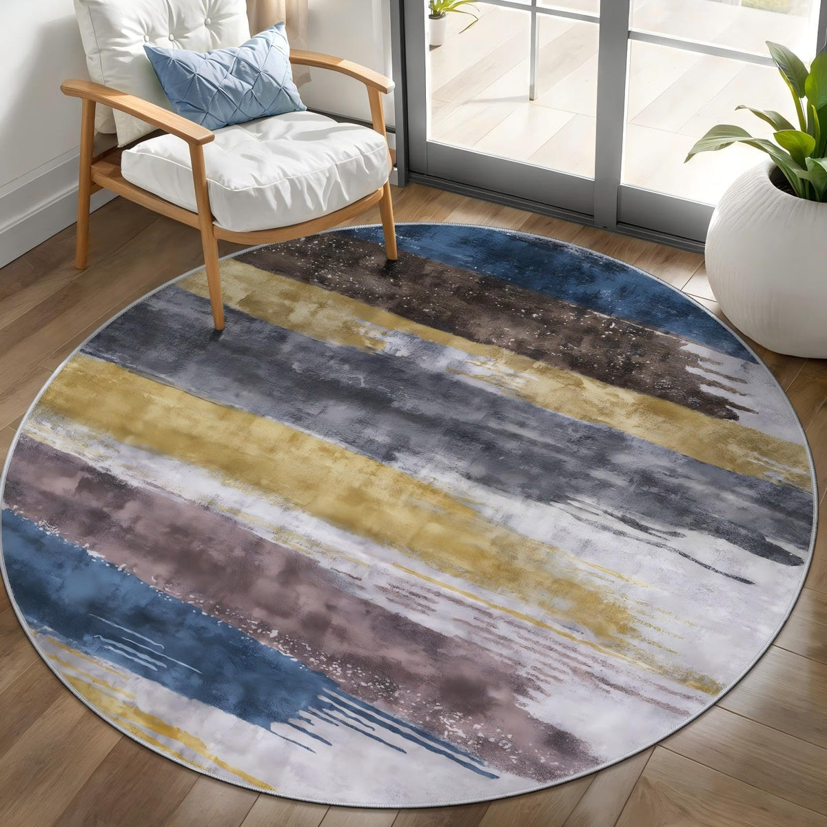 Ciicool Washable Area Rug 2x3 Entryway Rug, Modern Abstract Entry Mat Navy