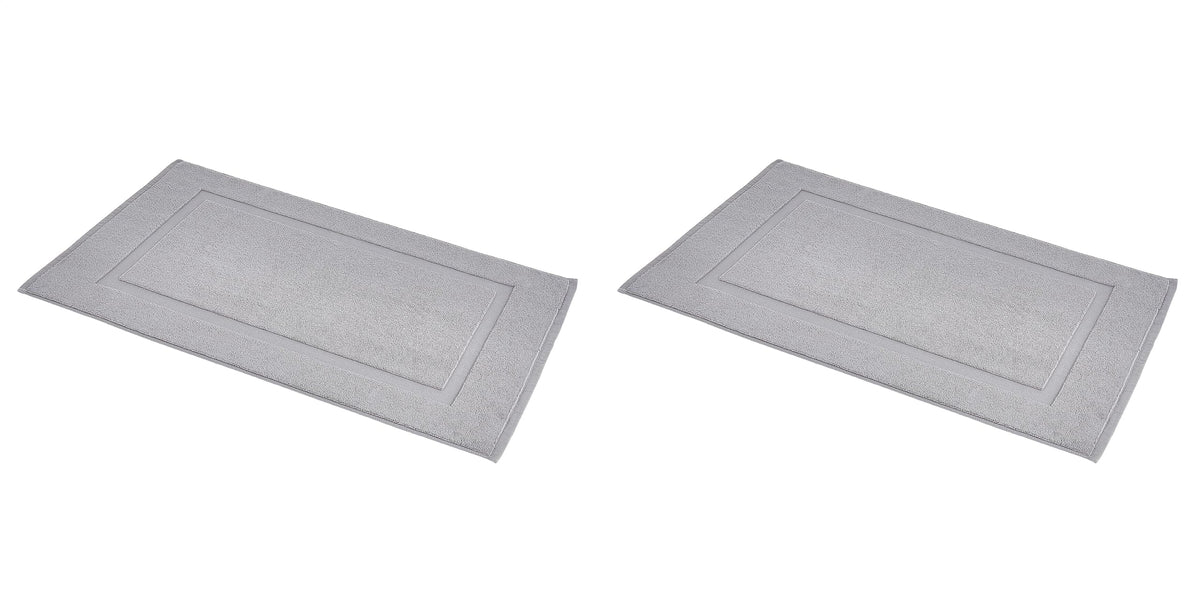 Amazon Basics Banded Bathroom Bath Rug Mat, 100% Cotton, 31 x 20 inches, Soft Silver