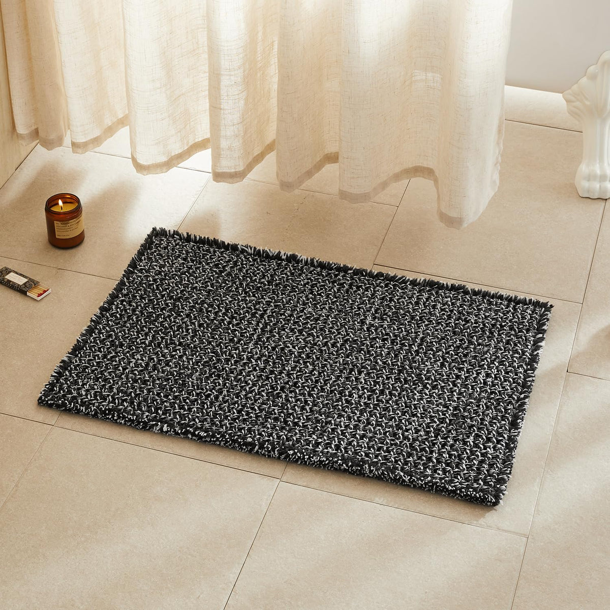TYUU Waffle Bath Mat, Boho Bathroom Rugs Non Slip Washable, 30x20 Khaki