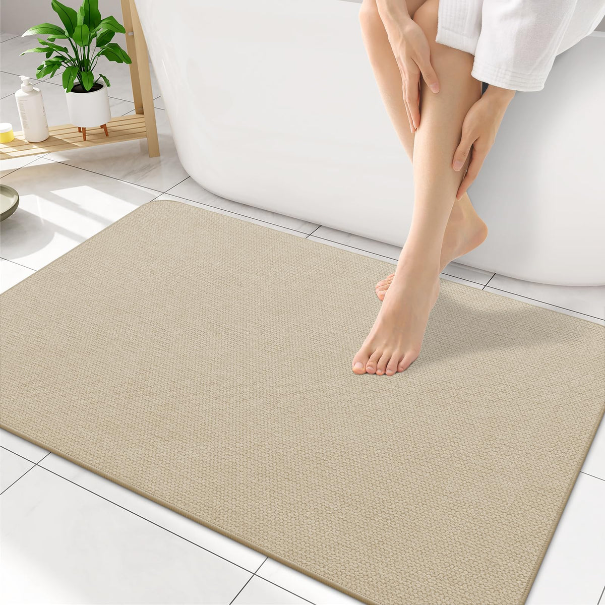 Smiry Ultra Thin Bath Mat 30X20, Non Slip Rubber Washable Bathroom Rugs