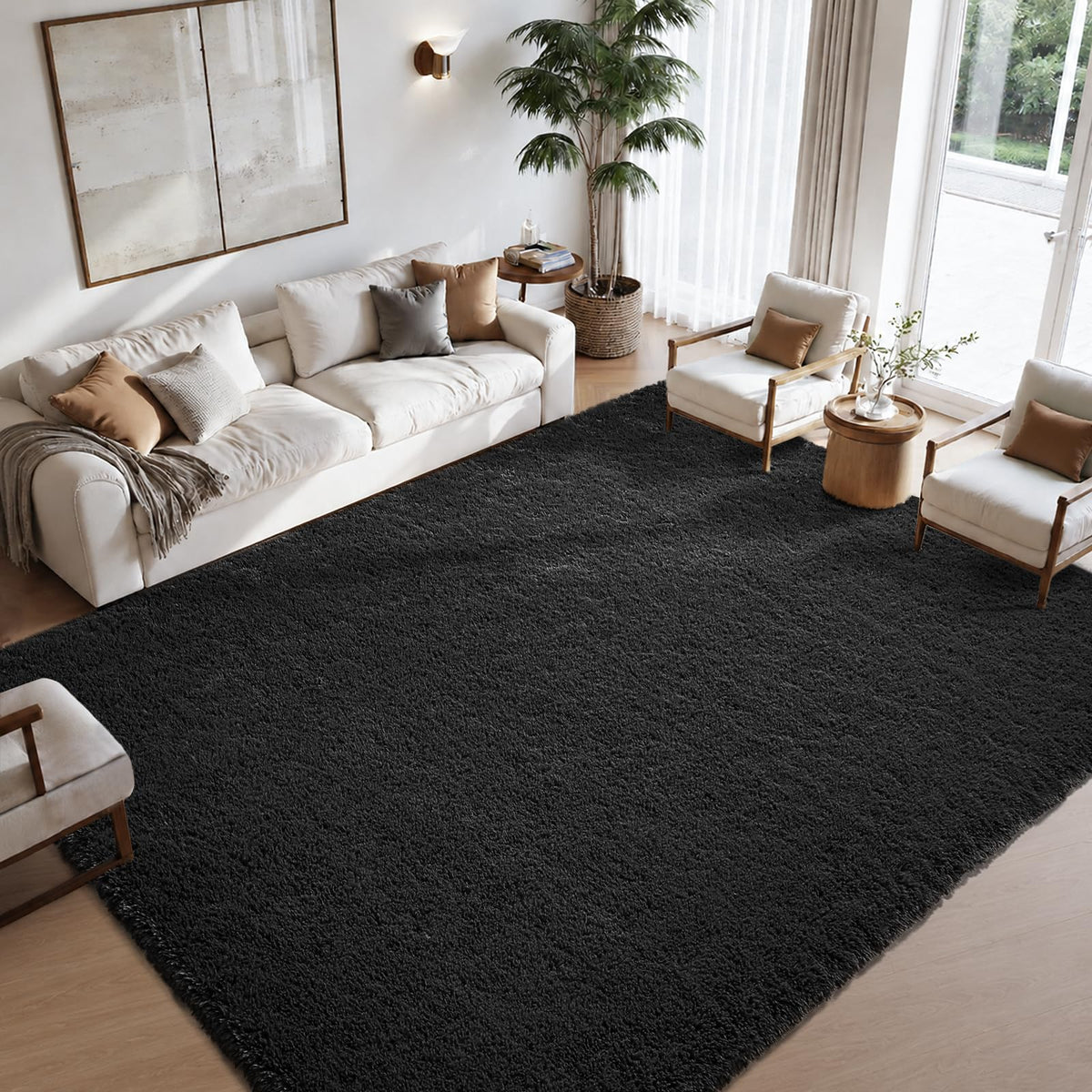 Zentavio 2x6 Runner Rugs for Hallway Shag Soft Bedroom Bedside Rugs Non Slip Fluffy Carpet for Kids Girls Boys Home Decor Aesthetic Dorm Nursery Tie-Dyed Black Grey