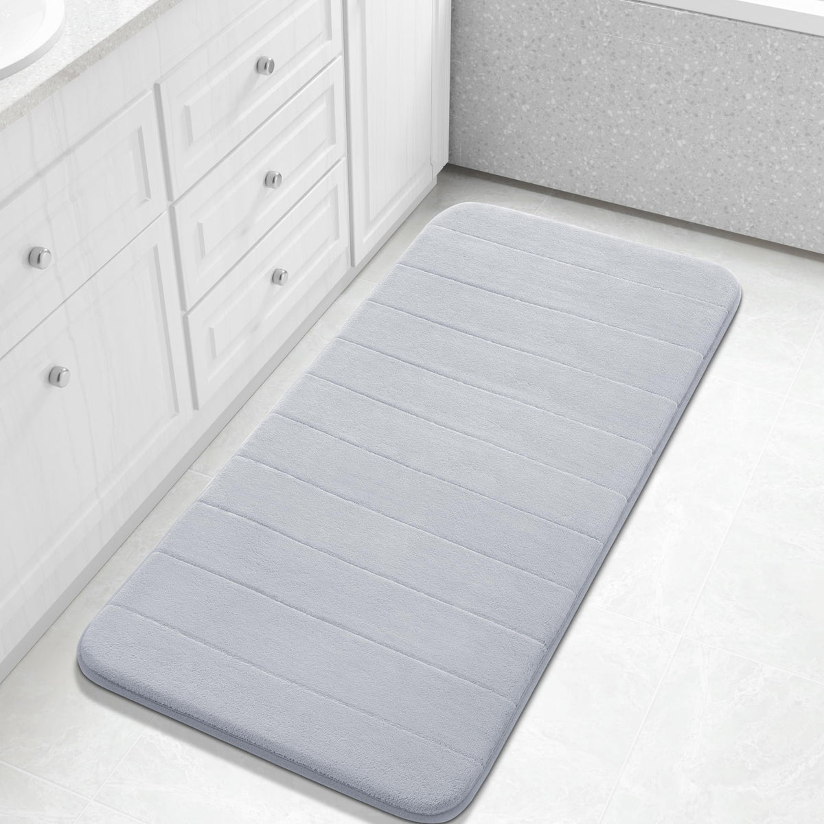 Yimobra Memory Foam Bath Mat, Super Soft & Absorbent Bathroom Rug, Grey