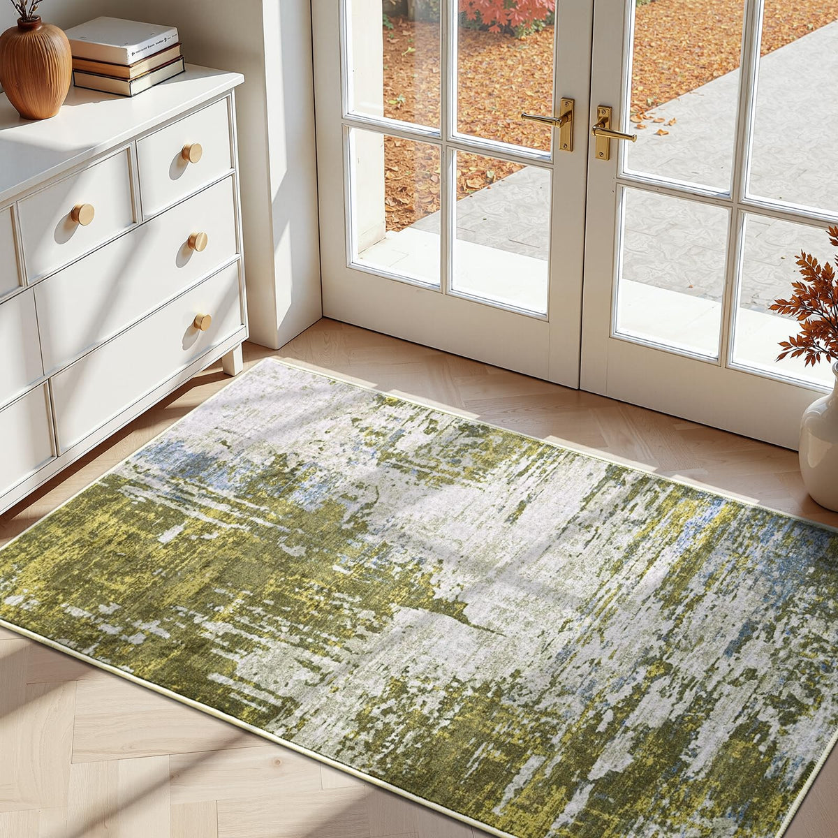 Ompaa 2x6 Rug Runners for Hallways Kitchen Runner Rug Non Slip Washable Grey Long Runner Rugs with Rubber Backing Soft Abstract Carpet Runner for Hallways, Kitchen, Bedroom, Bathroom, Entryway
