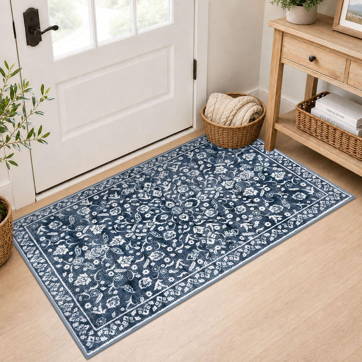 Vintage Washable Entryway Rug 2x3 Small Area Rug Non Slip Door Mat