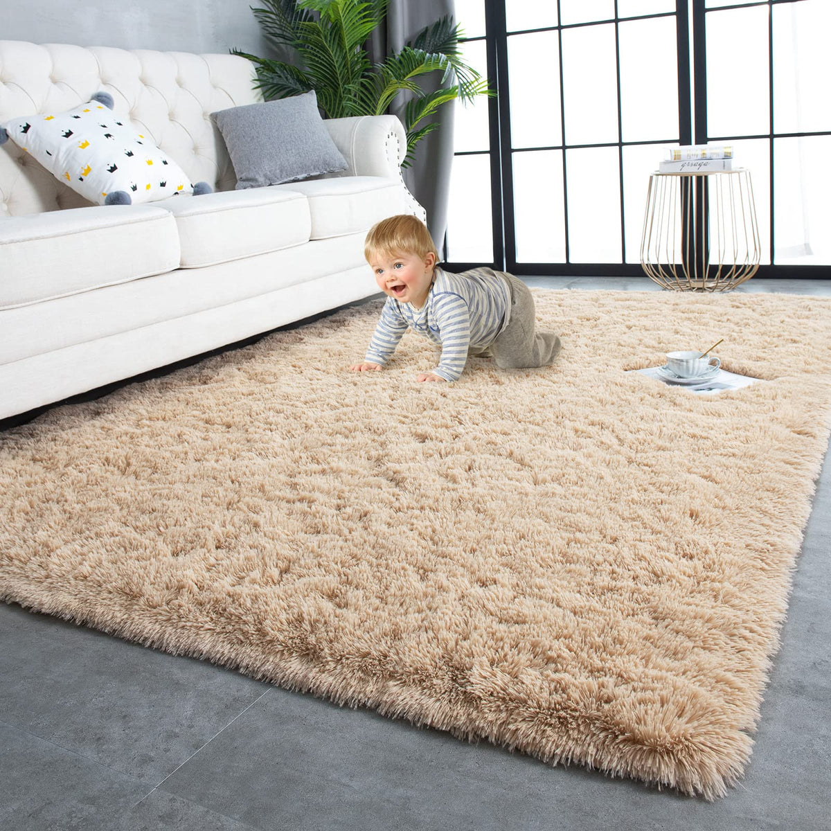 TWINNIS Super Soft Shaggy Runner Rugs Fluffy Carpets, 2x6 Feet, Indoor Modern Plush Area Rugs for Hallway Living Room Bedroom Kitchen Entryway, Upgrade Anti-Skid Rectangular Fuzzy Rug, Black