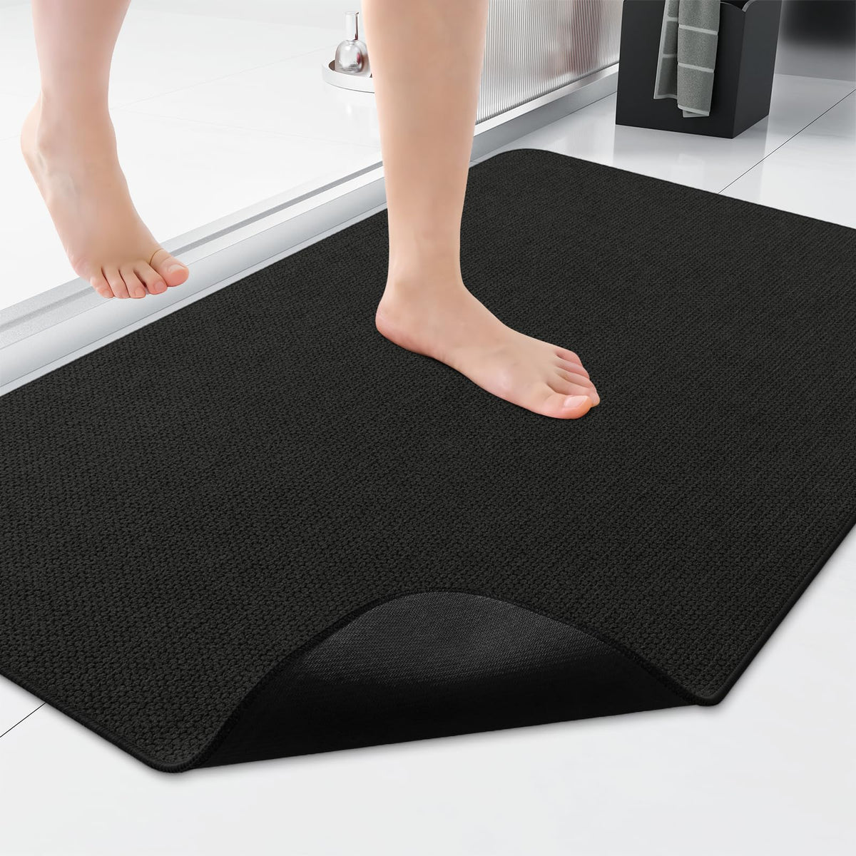 Smiry Ultra Thin Bath Mat 30X20, Non Slip Rubber Washable Bathroom Rugs