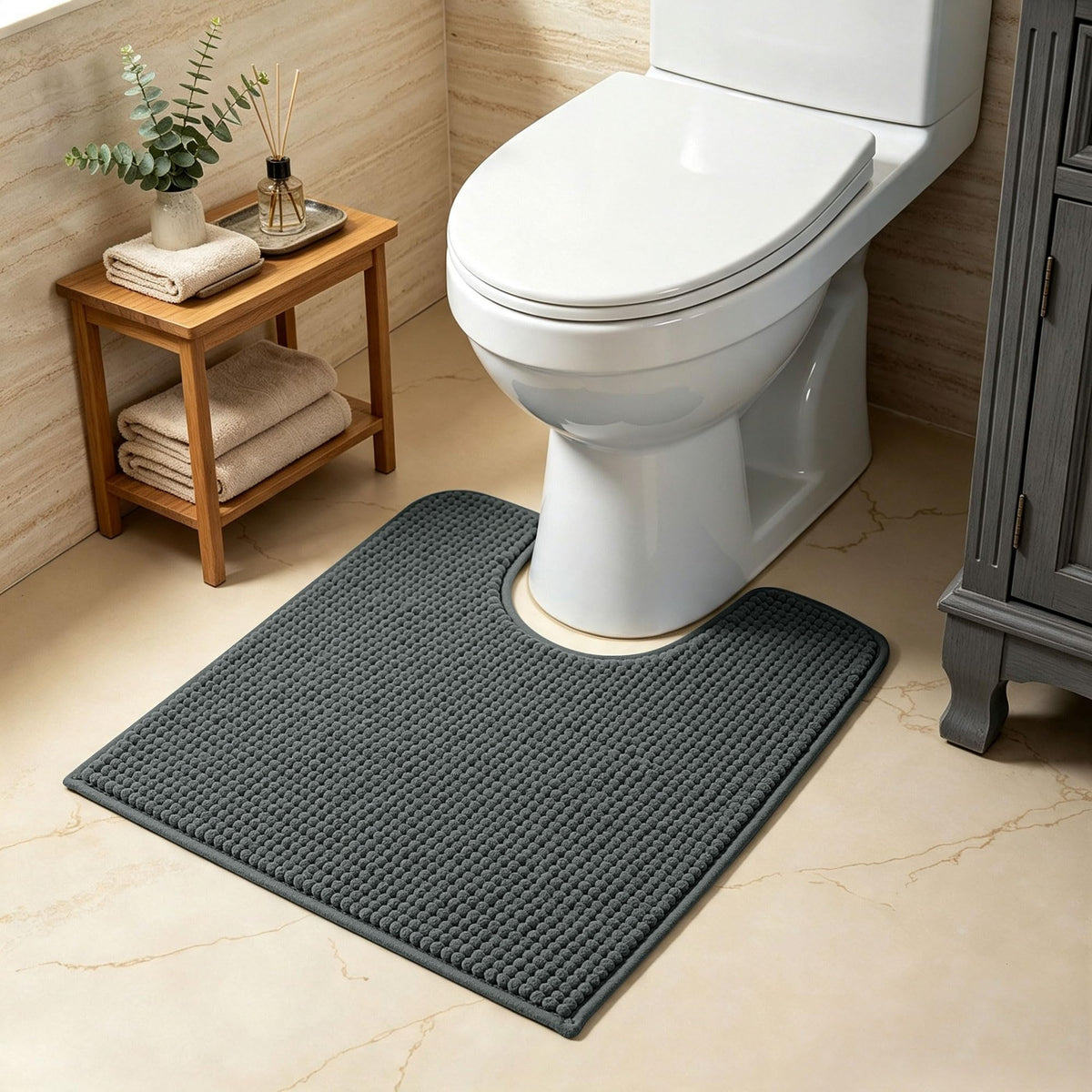 SUBRTEX Bathroom Rugs Chenille Bath Rug Soft Short Plush Bath Mat Soft Shower Mat Water Absorbent Shower Mat Quick Dry Machine Washable(White,18" x 24")
