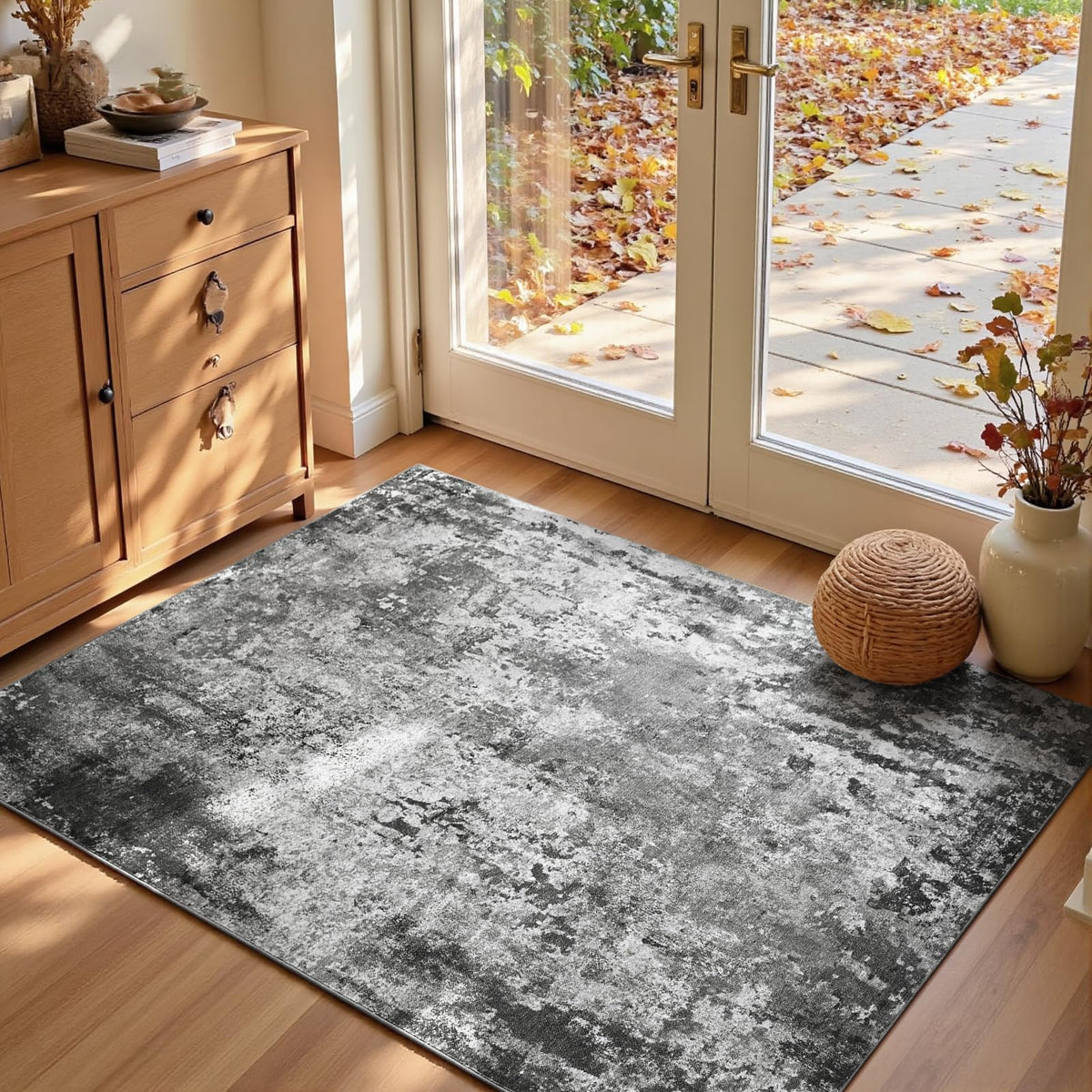 Ompaa 2x6 Rug Runners for Hallways Kitchen Runner Rug Non Slip Washable Grey Long Runner Rugs with Rubber Backing Soft Abstract Carpet Runner for Hallways, Kitchen, Bedroom, Bathroom, Entryway