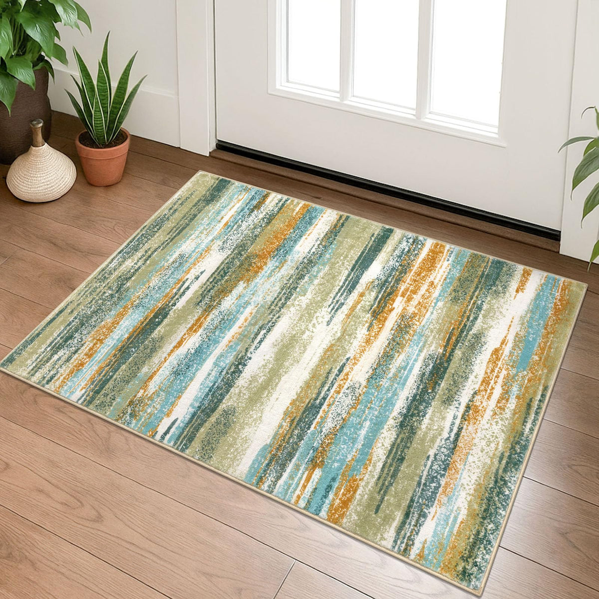 Lansny Abstract Washable 2x6 Runner Rug Non Slip Runners for Hallway