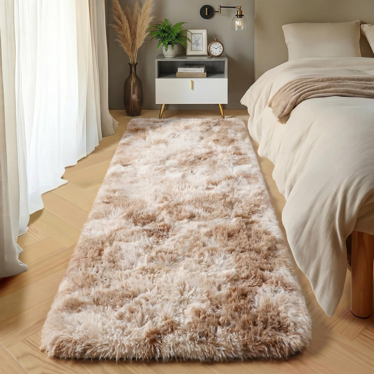 White Runner Rugs for Bedroom Living Room, Fluffy 2x6 Bedside Soft Area Rug