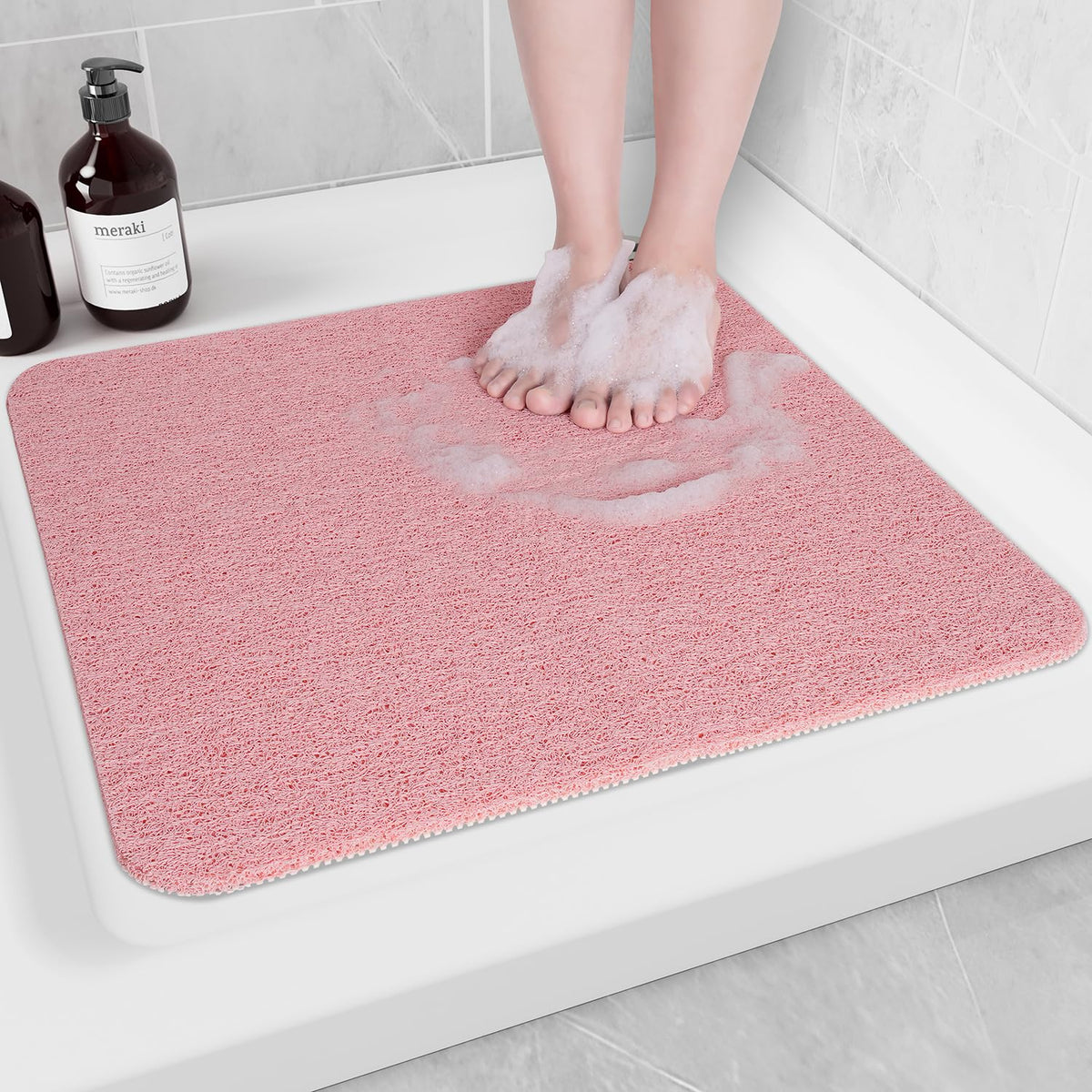 Hargiis Non Slip Bathtub Mat, Anti Slip Shower Mat, Fast Drying Bath Tub Mats, Foot Scrubber Mat, Anti Slip Mat for Tub, Floor, Bathroom, Home, Kitchen, Hotel (Beige 24"x16")
