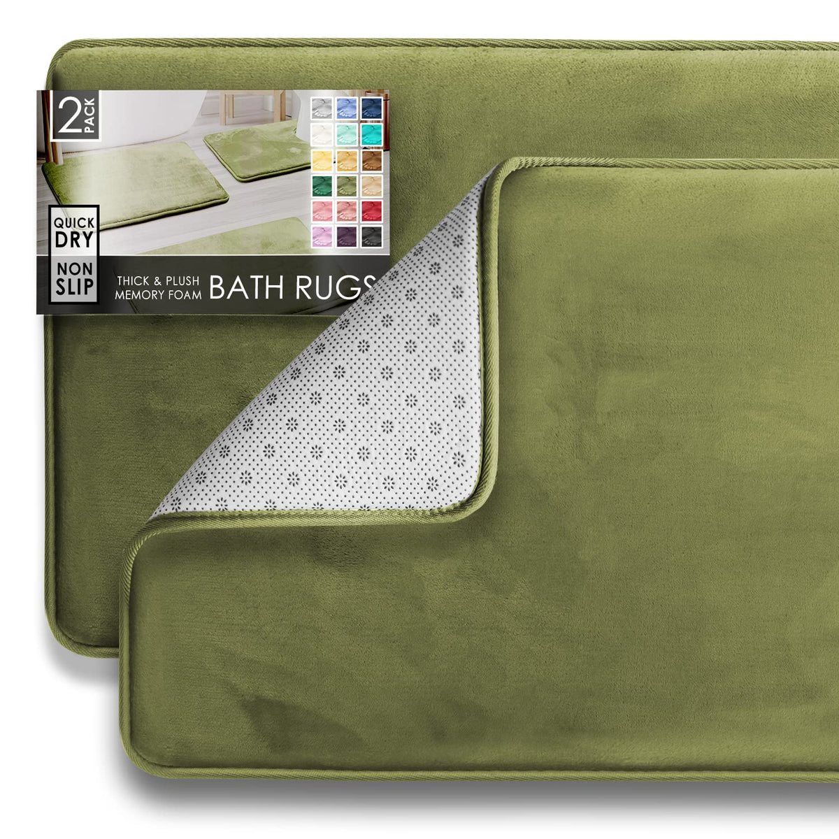 Clara Clark 3 Piece Bathroom Rugs Bath Mat Set, Velvet Memory Foam Bath Mats for Bathroom - Non-Slip, PVC Backing Bath Rugs, Washable - Dries Quickly, Grey