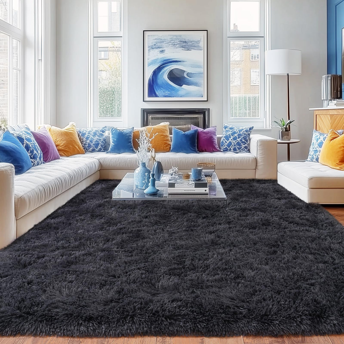 Small Black Area Rug, 2x3 Rug for Bedroom Shaggy Throw Rugs for Dorm Rug, Soft Shag Carpet for Kids Room, Plush Comfy Fluffy Bedside Rug for Home Decor Aesthetic