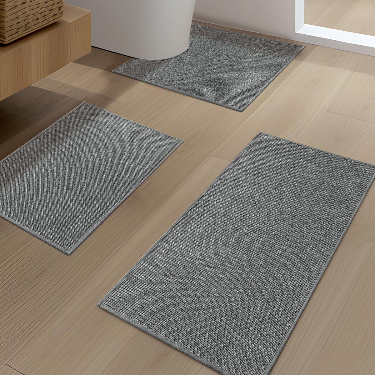 YIHOUSE Bathroom Rugs Thin Bath Mat Sets 2 Pieces Quick Dry,Beige