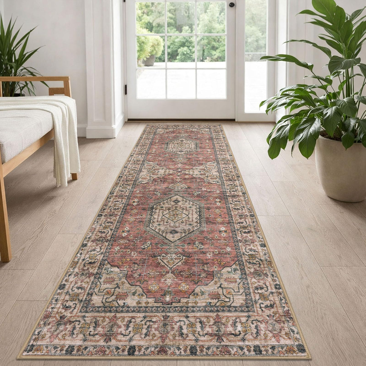 KUTA Entryway Rugs Indoor Washable Small Area Rug 2x3 Blue Entrance Carpet