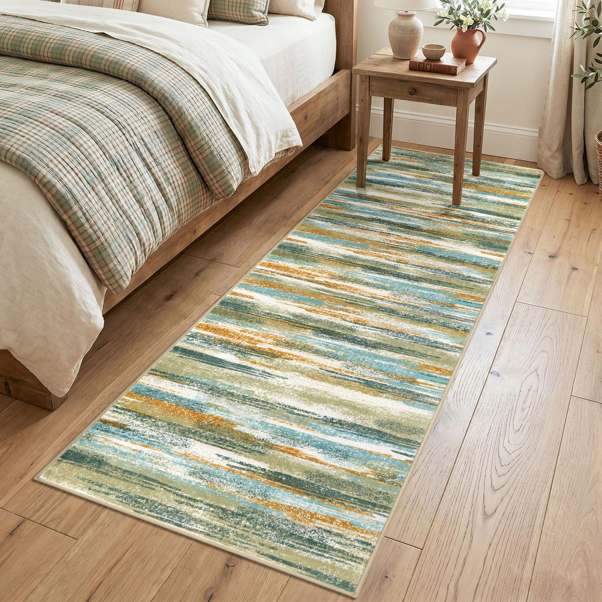 Lansny Abstract Washable 2x6 Runner Rug Non Slip Runners for Hallway