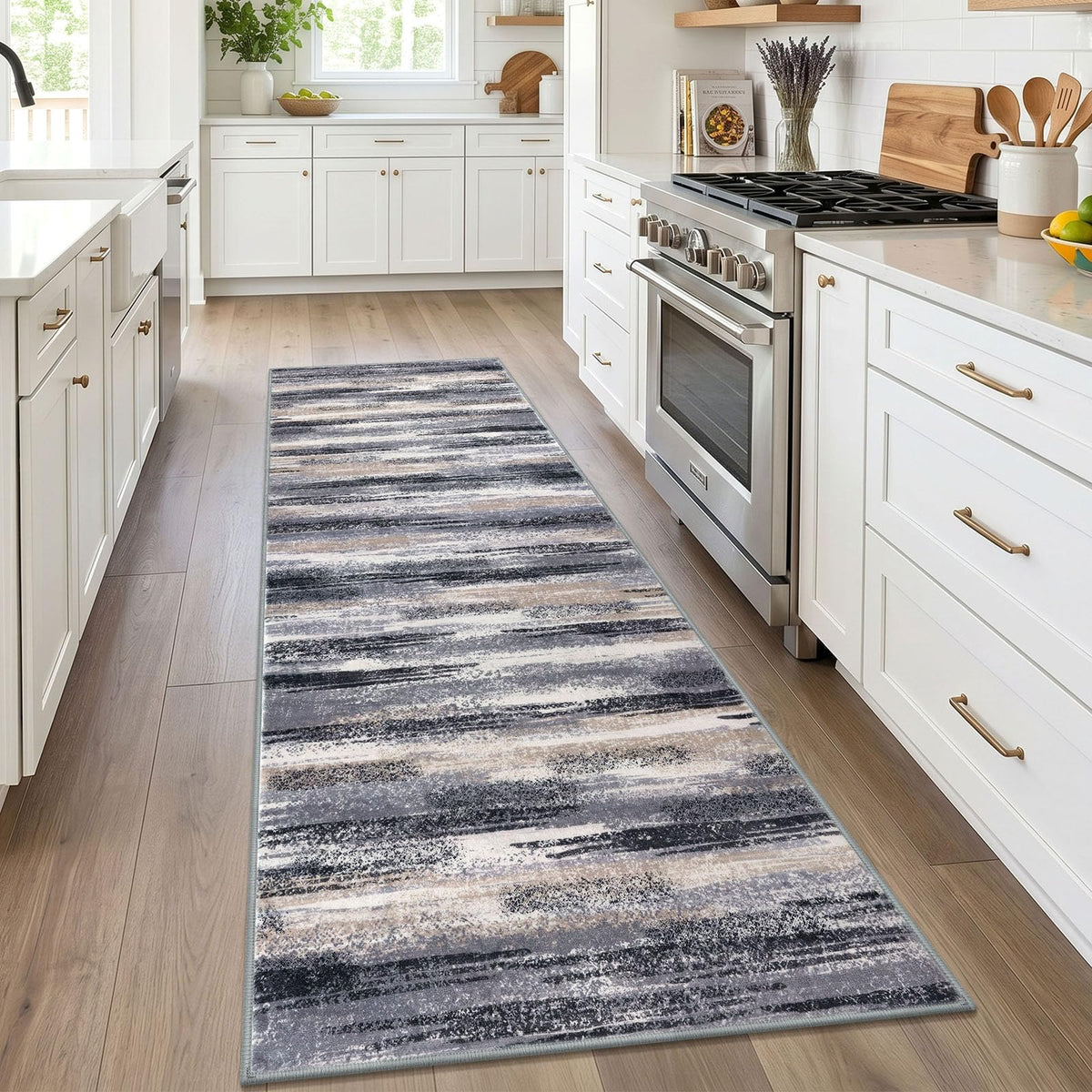 Lansny Abstract 2x3 Area Rug Small Washable Entryway Rug Non Slip Door Mat