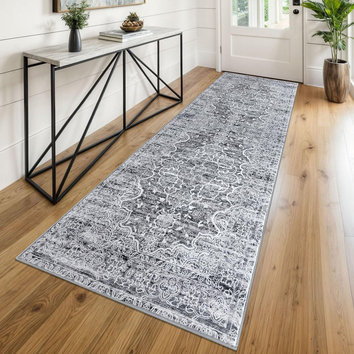KUTA Entryway Rugs Indoor Washable Small Area Rug 2x3 Blue Entrance Carpet