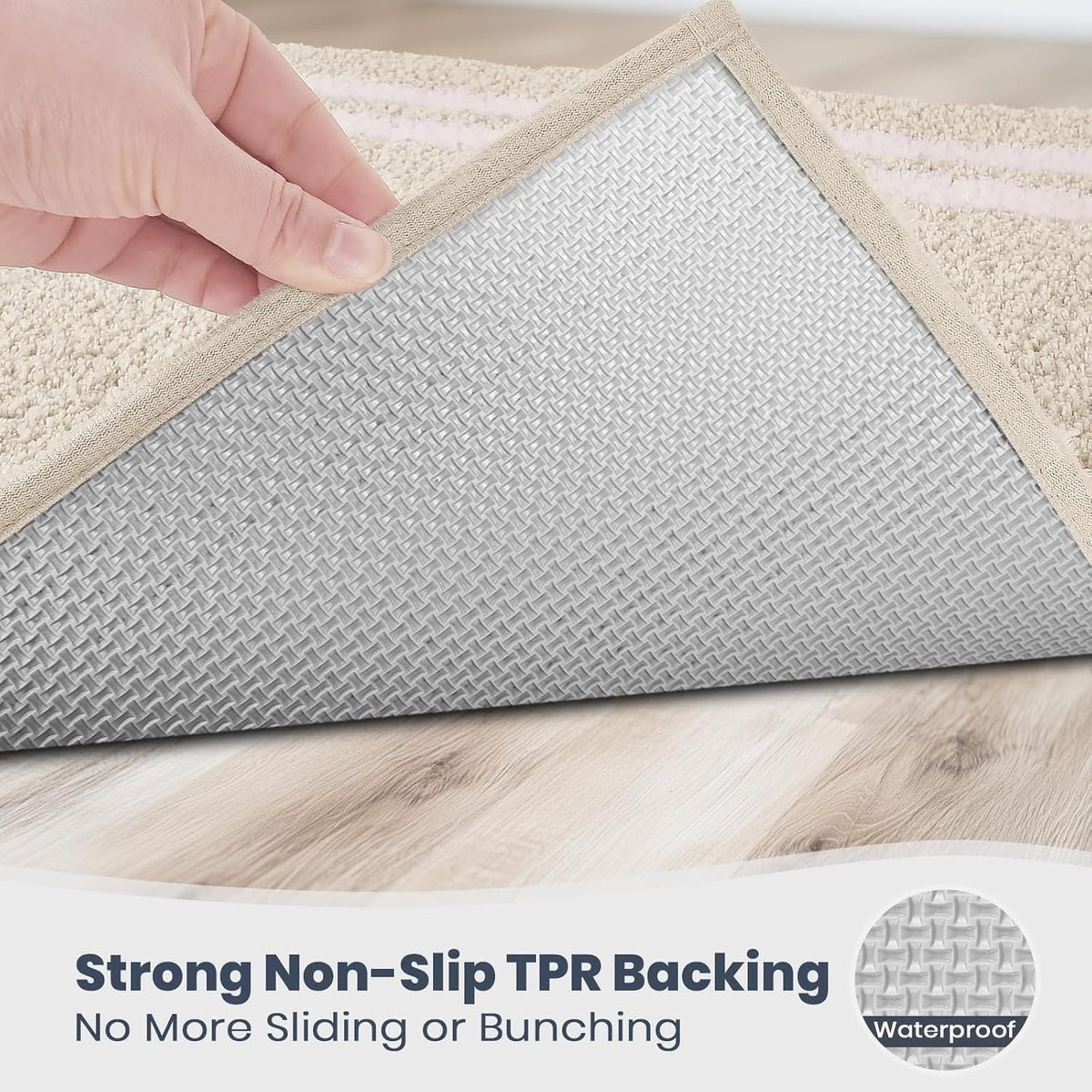 PURRUGS Bathroom Rug, Bath Mat, 20" x 30", Beige