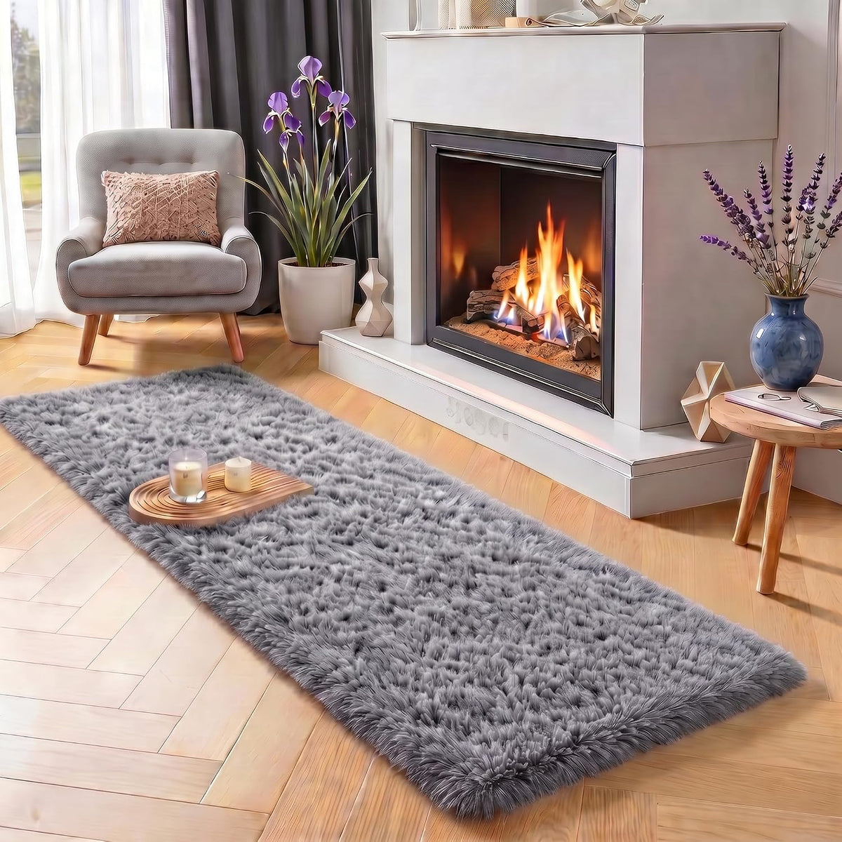Super Soft Runner Rugs For Hallway 2x6 Ft,Grey Rug Home Decor Aesthetic