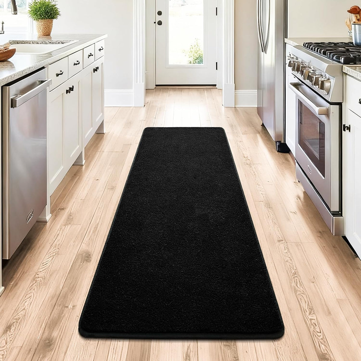 Chicrug Black 2x6 Minimalist Washable Runner Rugs for Hallway Entryway