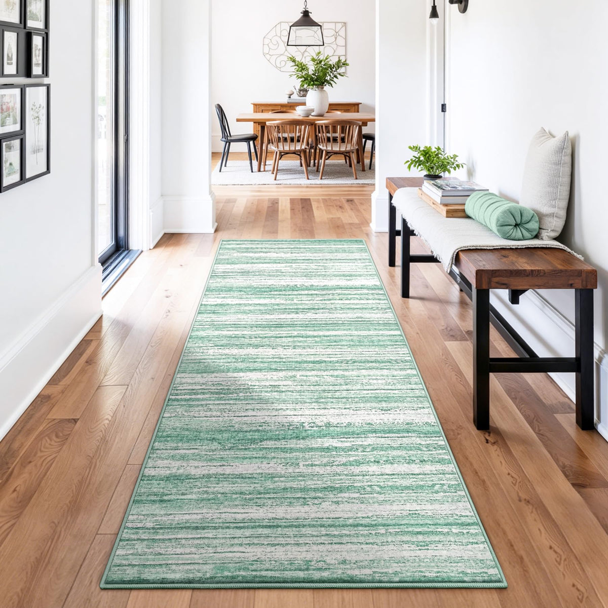 Chicrug 2x6 Blue Washable Runner Rug for Hallway Kitchen Entryway Non Slip