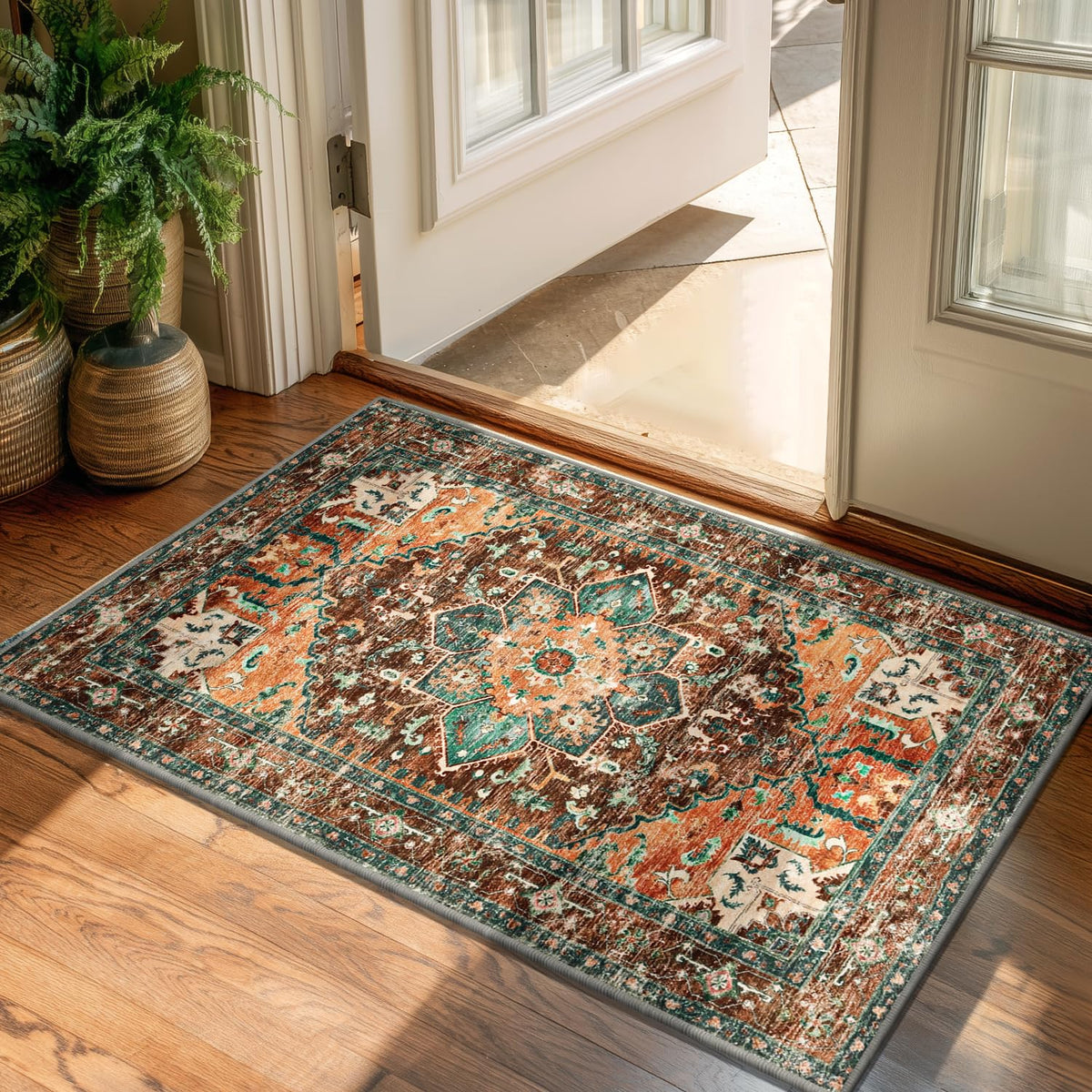 Yamaziot Washable Runner Rug, 2x8 Non-Slip Boho Vintage Hallway Kitchen Rug